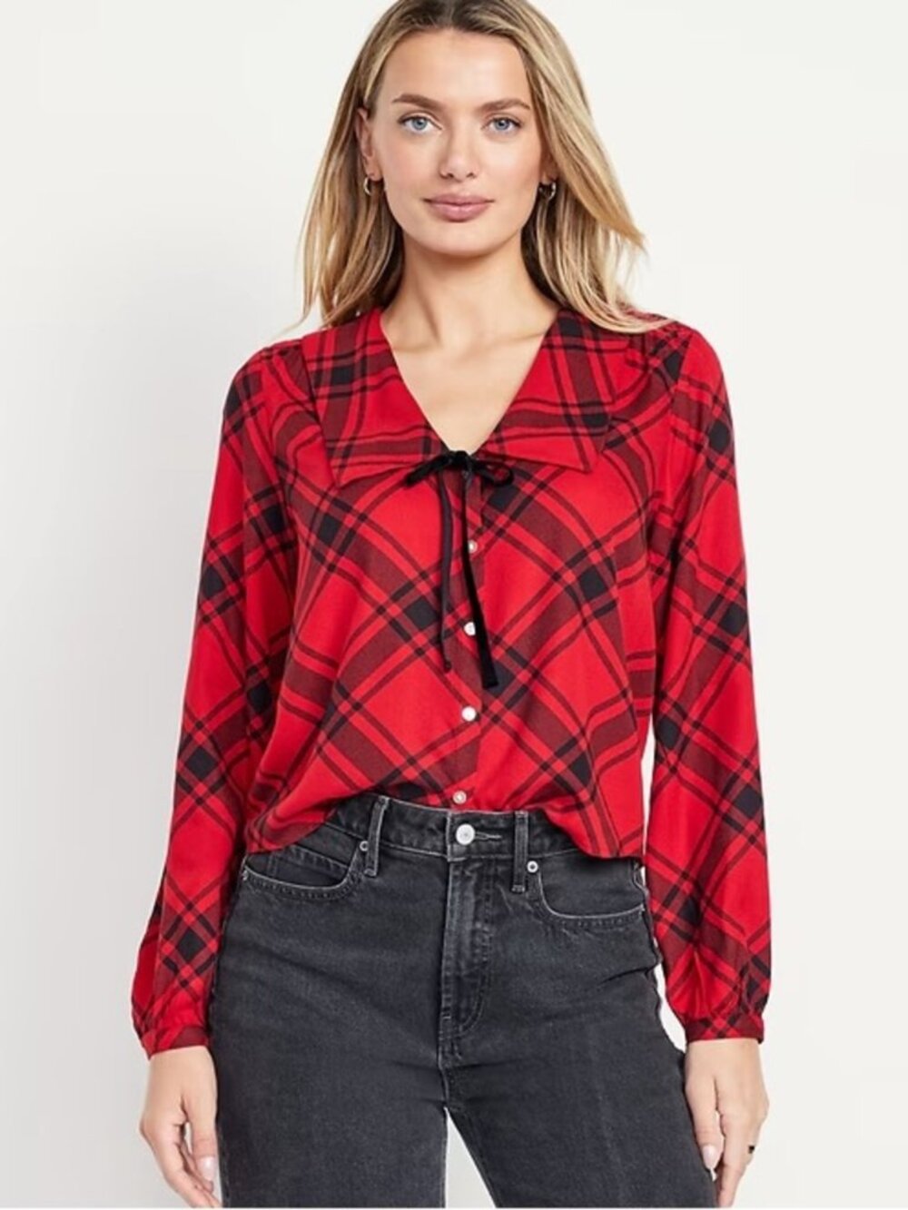 Red & Black Plaid Blouse